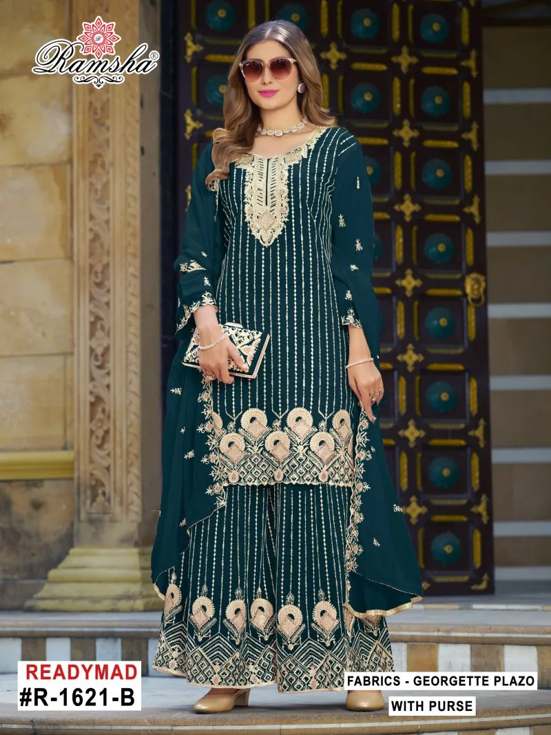 R 1621 A To D By Ramsha Georgette Readymade Plazzo Suits 